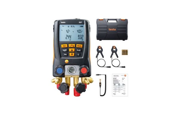 testo 558s — цифровой манометрический коллектор с 4-ходовым блоком клапанов и интуитивно понятным сенсорным экраном
