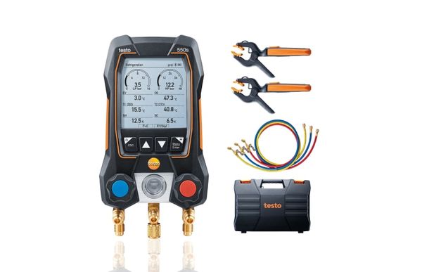 testo 550s Smart Kit with filling hoses - Smart digital manifold with \ wireless clamp temperature probes and hose filling set with 3 hoses