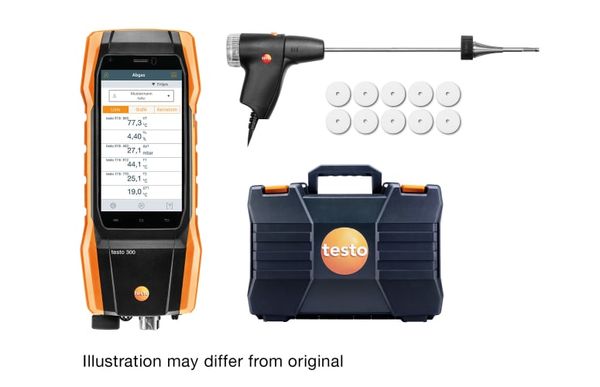 Комплект testo 300 Longlife, CO с Н2 компенсацией (разб. до 30 000 ppm) - Анализатор дымовых газов (O2, СО с H2-компенсацией до 30 000 ppm)