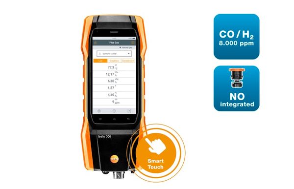 testo 300 Longlife - flue gas analyzer (O 2 , CO H 2 -compensated up to 8,000 ppm, NO)