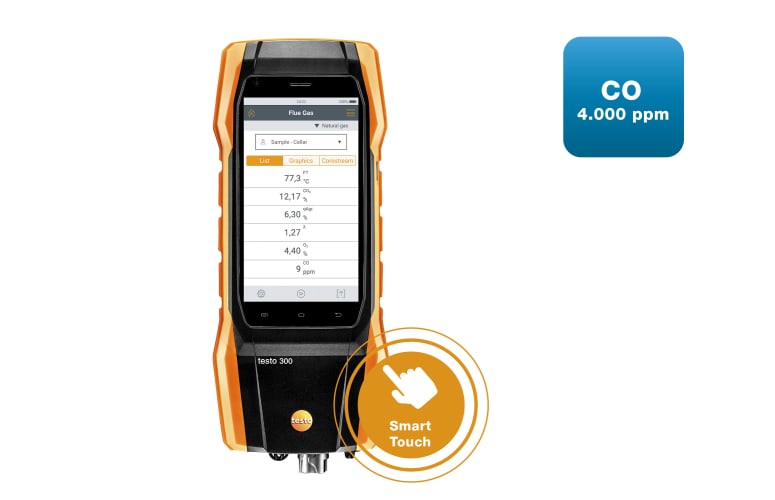 testo 300 - Flue gas analyzer (O 2 , CO up to 4,000 ppm), фото 1