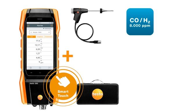 testo 300 NEXT LEVEL kit 2 - flue gas analyzer (O 2 , CO H 2 -compensated up to 8,000 ppm)