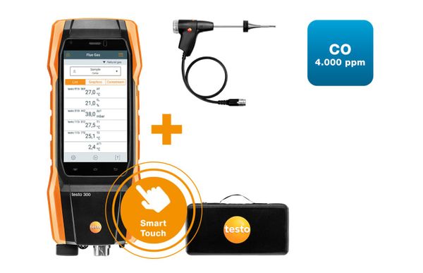 testo 300 NEXT LEVEL kit 1 - Flue gas analyzer (O 2 , CO up to 4,000 ppm)
